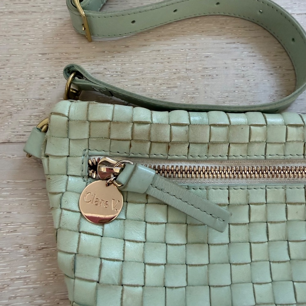 Clare V Grande Fanny Woven Checker Bag in Mist - Picture 3 of 6